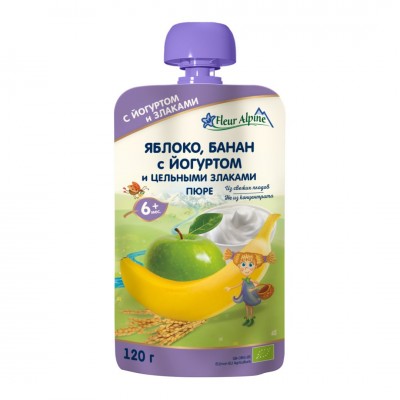 Puré infantil de manzana y plátano con yogur Orgánico 6m+