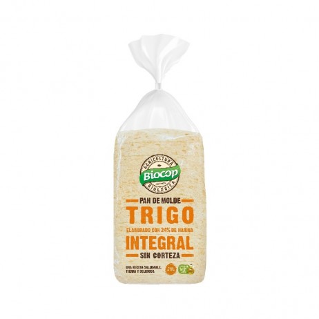 Pan de molde de trigo integral sin corteza Biocop 300g - 0