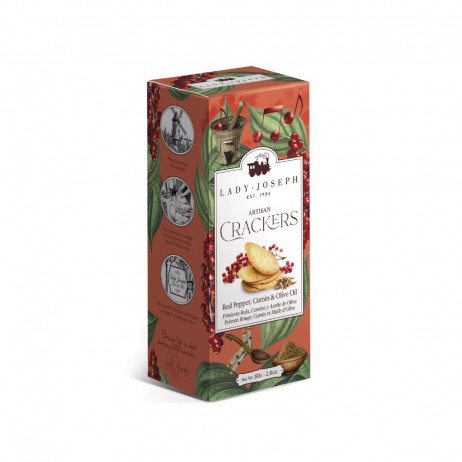 Crackers veganas artesanas de pimienta roja, comino y aceite extra virgen de oliva Lady Joseph 100g - 0