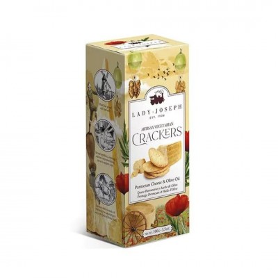 Crackers vegetarianas artesanas de queso Parmigiano Reggiano y aceite de oliva Lady Joseph 100g