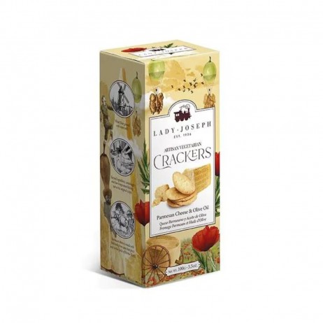 Crackers vegetarianas artesanas de queso Parmigiano Reggiano y aceite de oliva Lady Joseph 100g - 0