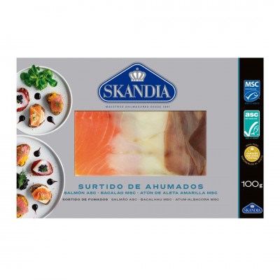 Surtido de ahumados (salmón, bacalao y atún) Skandia 100g