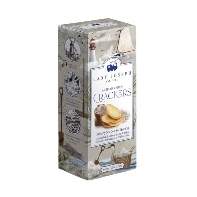 Crackers artesanas de sal marina de Guérande y aceite de oliva Lady Joseph 100g