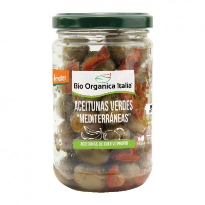 Aceitunas verdes con aliño mediterráneo Bio Organica Italia 180g