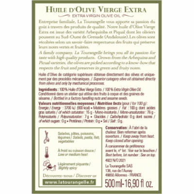 Aceite de oliva virgen extra ECO La Tourangelle 500ml