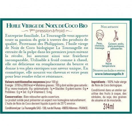 Aceite de coco virgen La Tourangelle ECO 314ml - 1