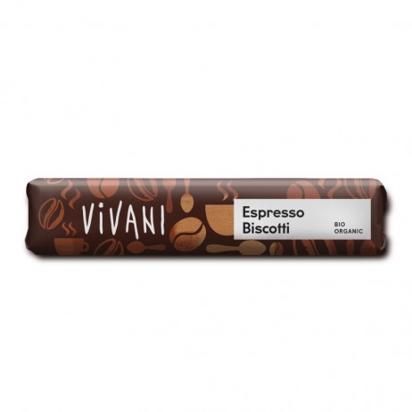Barrita de chocolate con leche rellena de crema de café y biscotti BIO Vivani 40g - 0